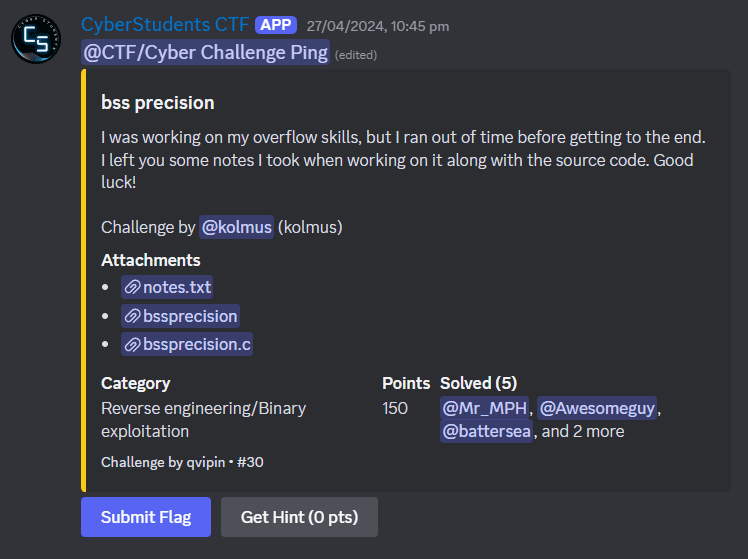 Example of a daily CTF challenge