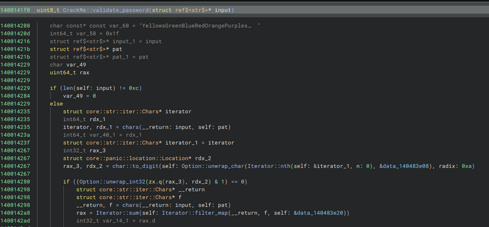 Screenshot of a Binary Ninja decompilation