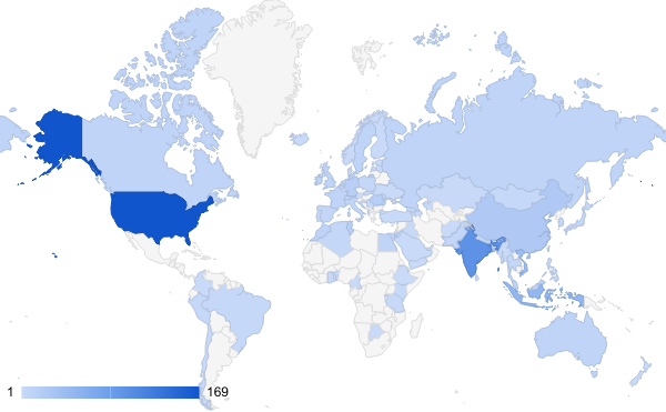 Geographical map of countries of registered players
